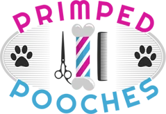 Primped Pooches Mobile dog spa logo.