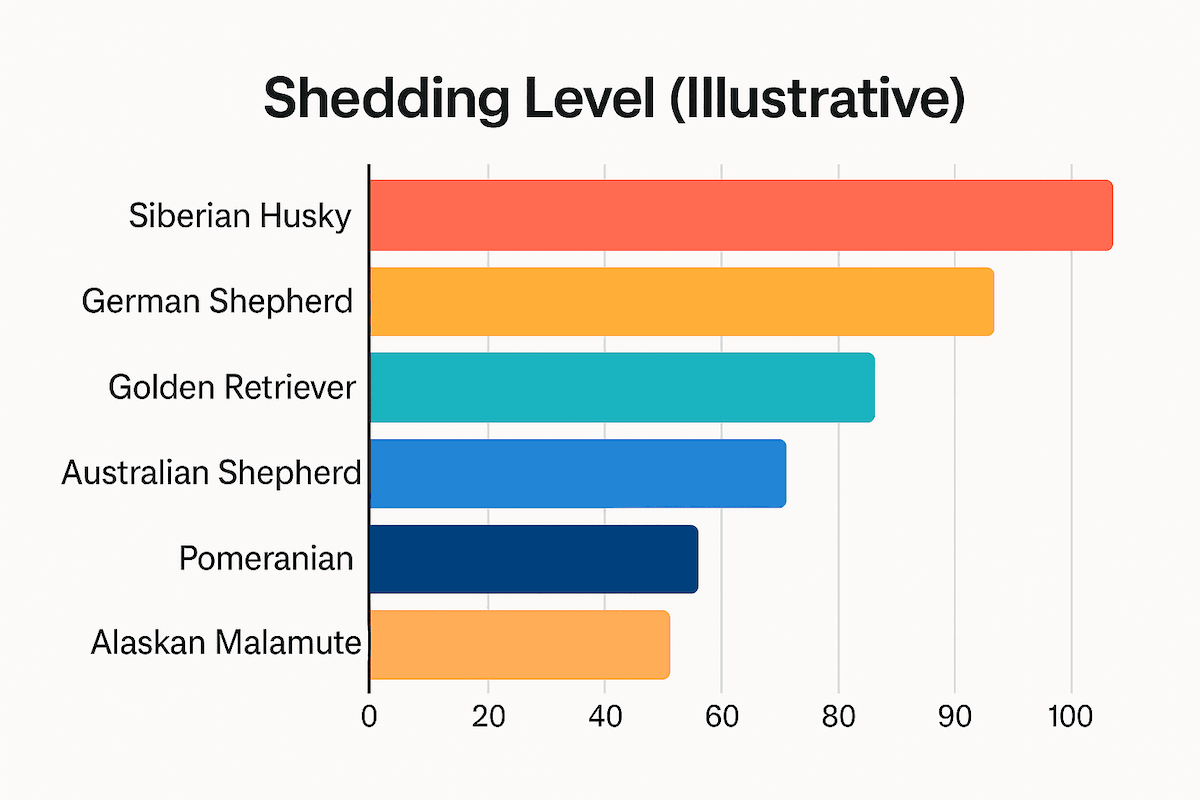 Shedding level by dog breed.