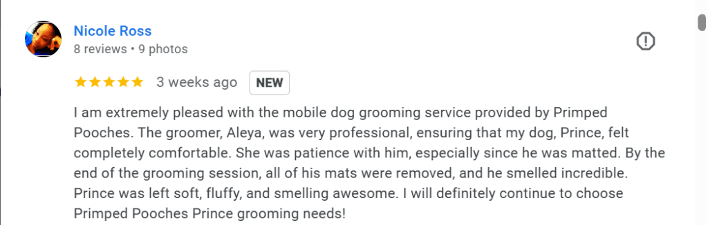 Satisfied pet parent review screenshot.