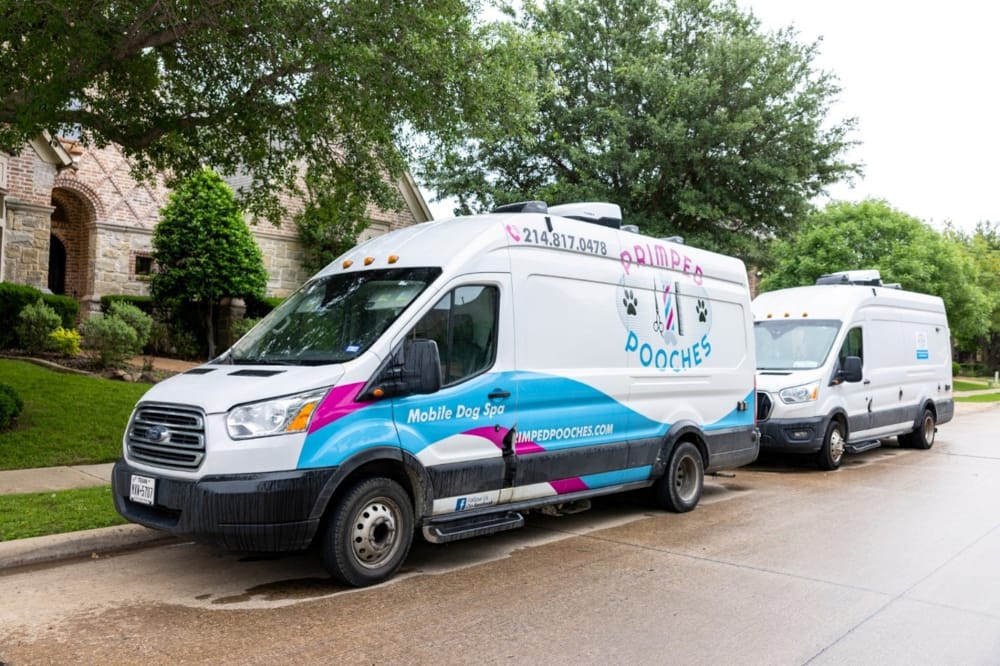 Mobile dog grooming services in North Texas.