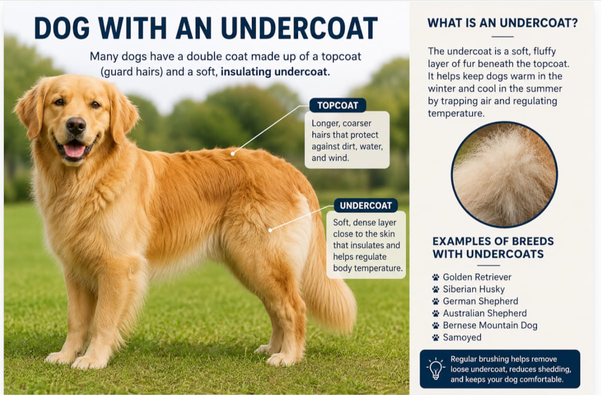Grooming a dog’s undercoat.